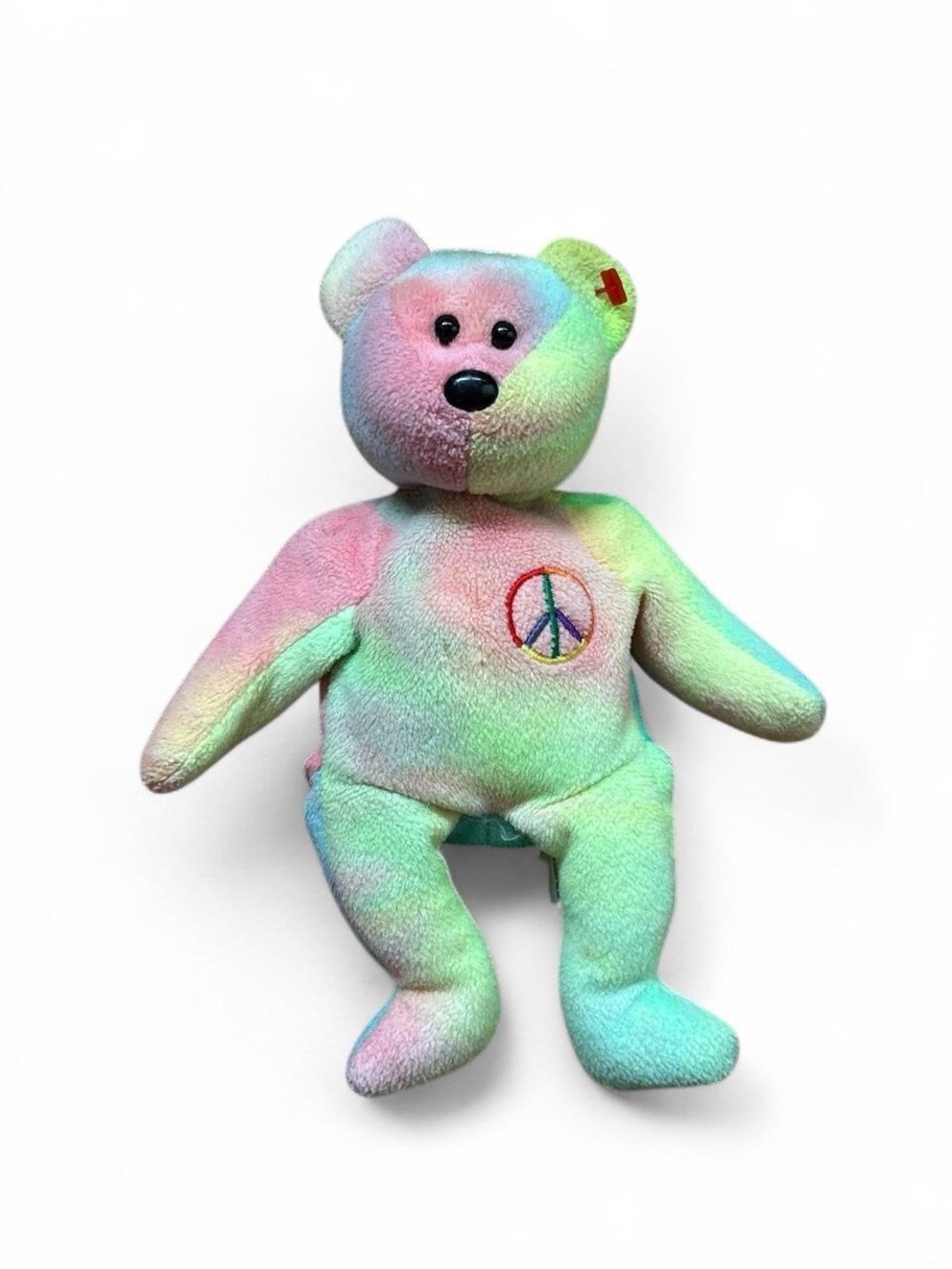 Vintage 1996 Ty Beanie Baby Peace Bear Tie Dye Plush No Hang Tag
